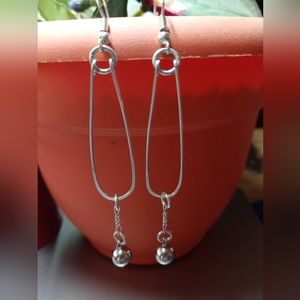 Silver hoop and ball earrings